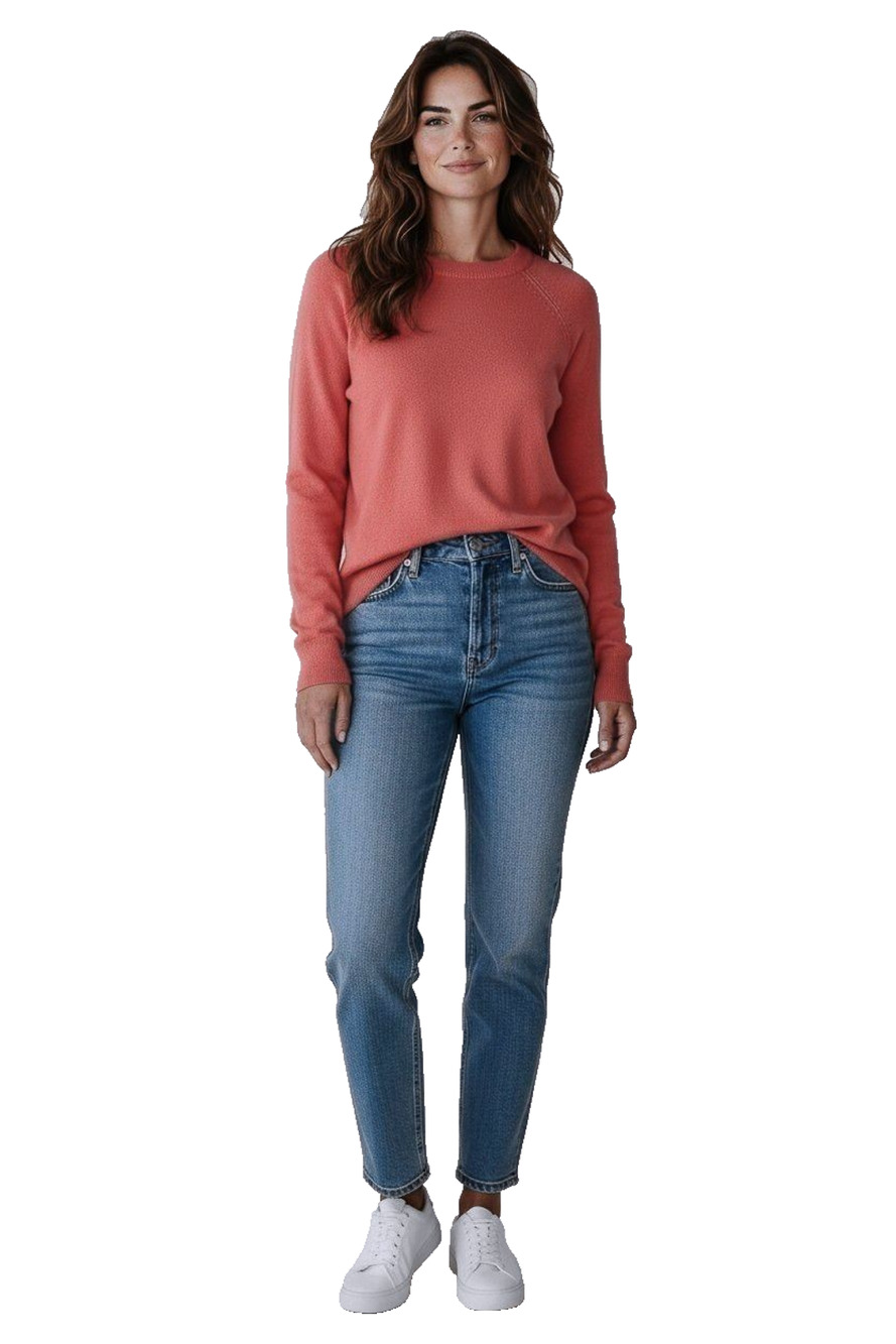 A5 NWoT EILEEN FISHER Dark Pink Organic Linen & Cotton Crew Neck Sweater Size L
